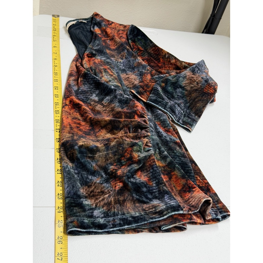 Soft Surroundings Top Womens XL Navy Brown Velvet V-Neck Floral Boho Autumn Fall - Picture 9 of 9